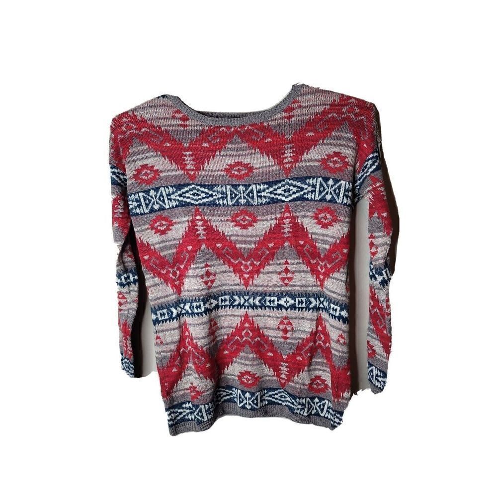 Ralph Lauren Denim & Supply Women's Red Aztec Sweater Tribal Size Small t15